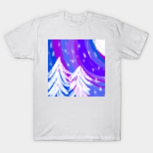 blue purple watercolor painting scenery design T-Shirt